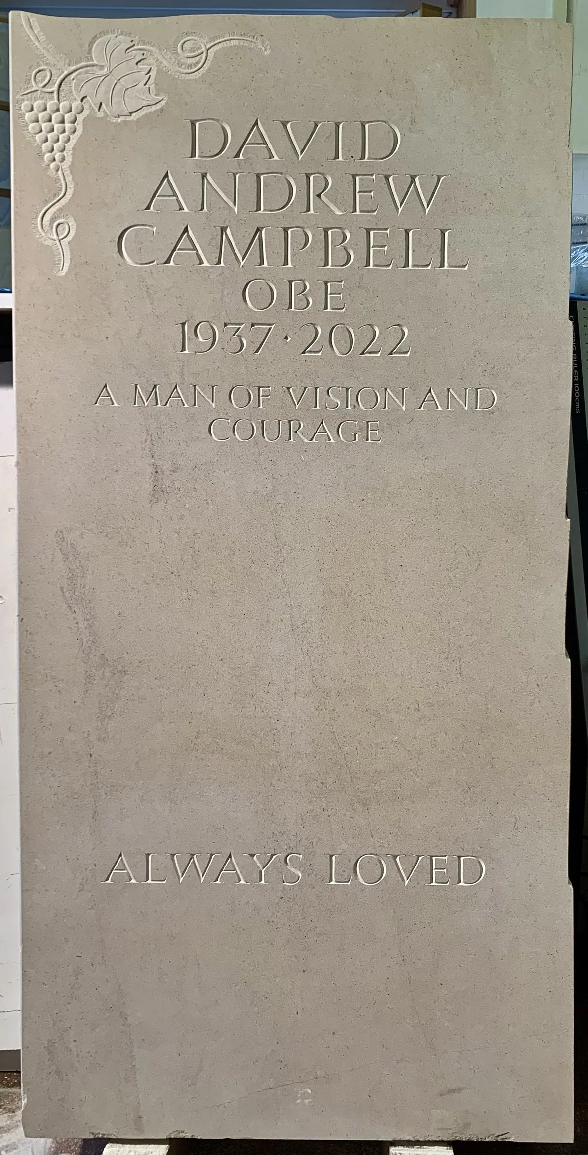 Purbeck 'Pon Freestone' headstone with shaped sides and top