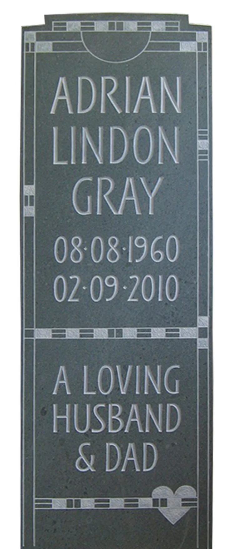green slate art deco headstone