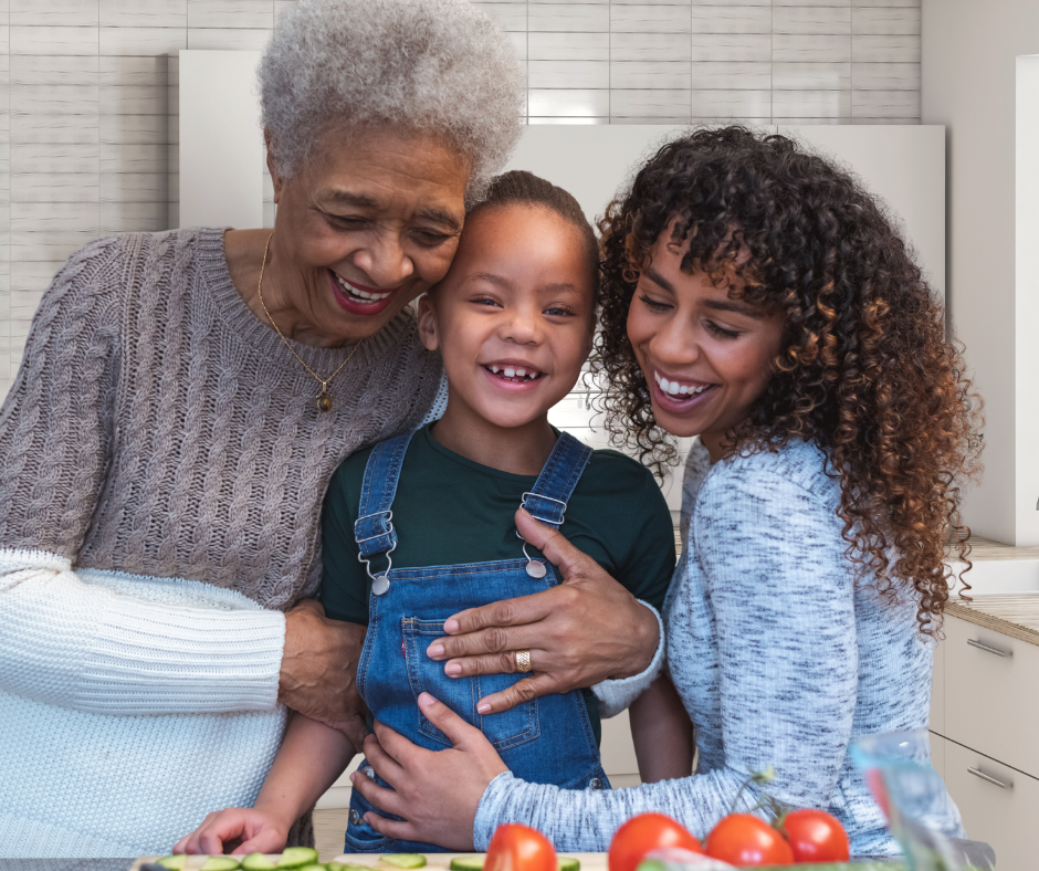 Family different generations cooking