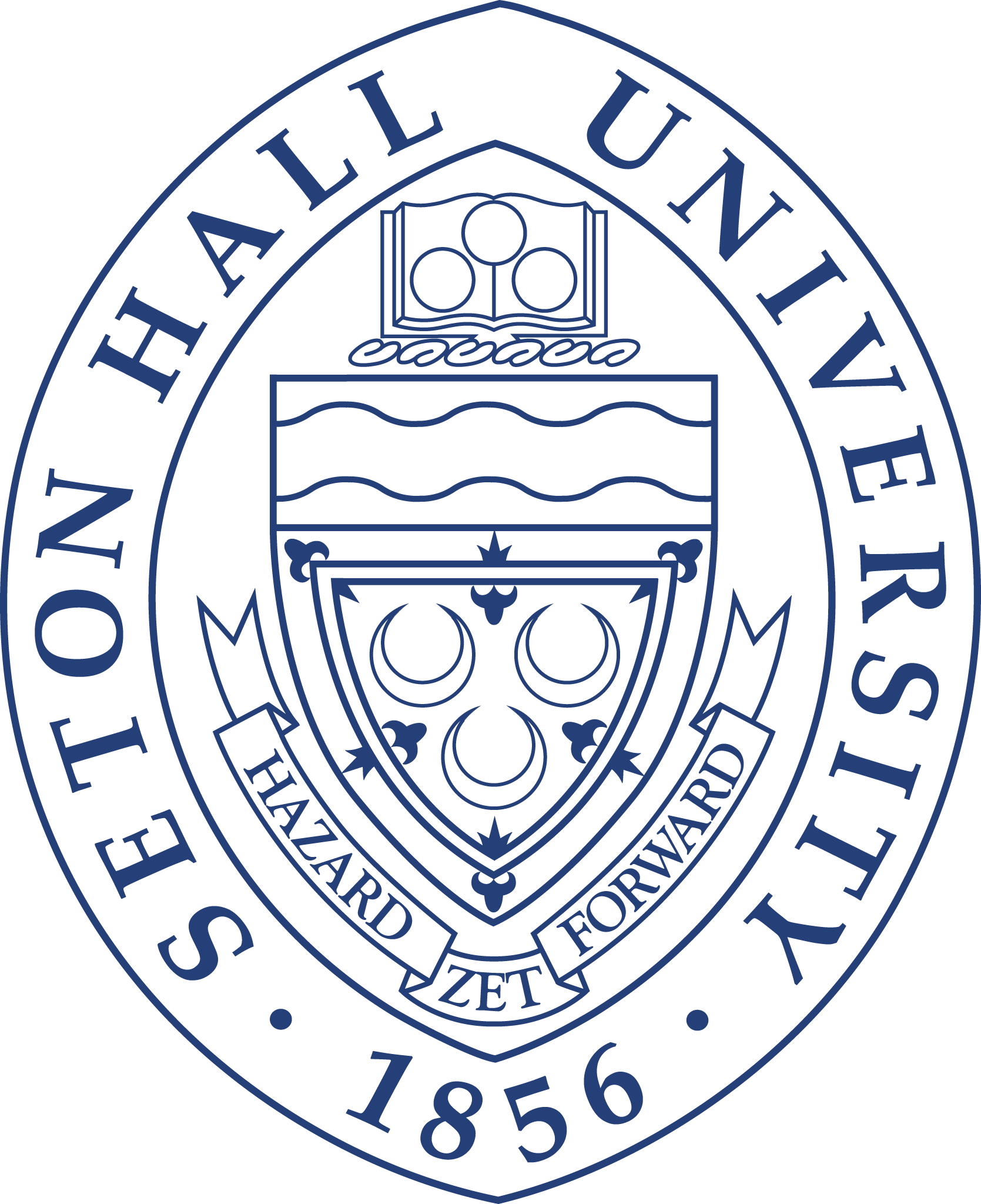 Seal of the University of Kansas with a shield featuring an open book, a wavy line, and crescent moons, surrounded by the text 'The University of Kansas' and 'Established 1856'.