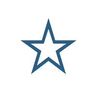 Outline of a star with a smaller star shape inside, both in blue.