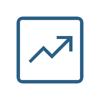Icon of a rising arrow in a square, representing growth or gain.