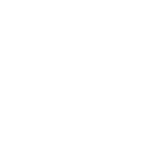 A white star inside a white circle on a black background.