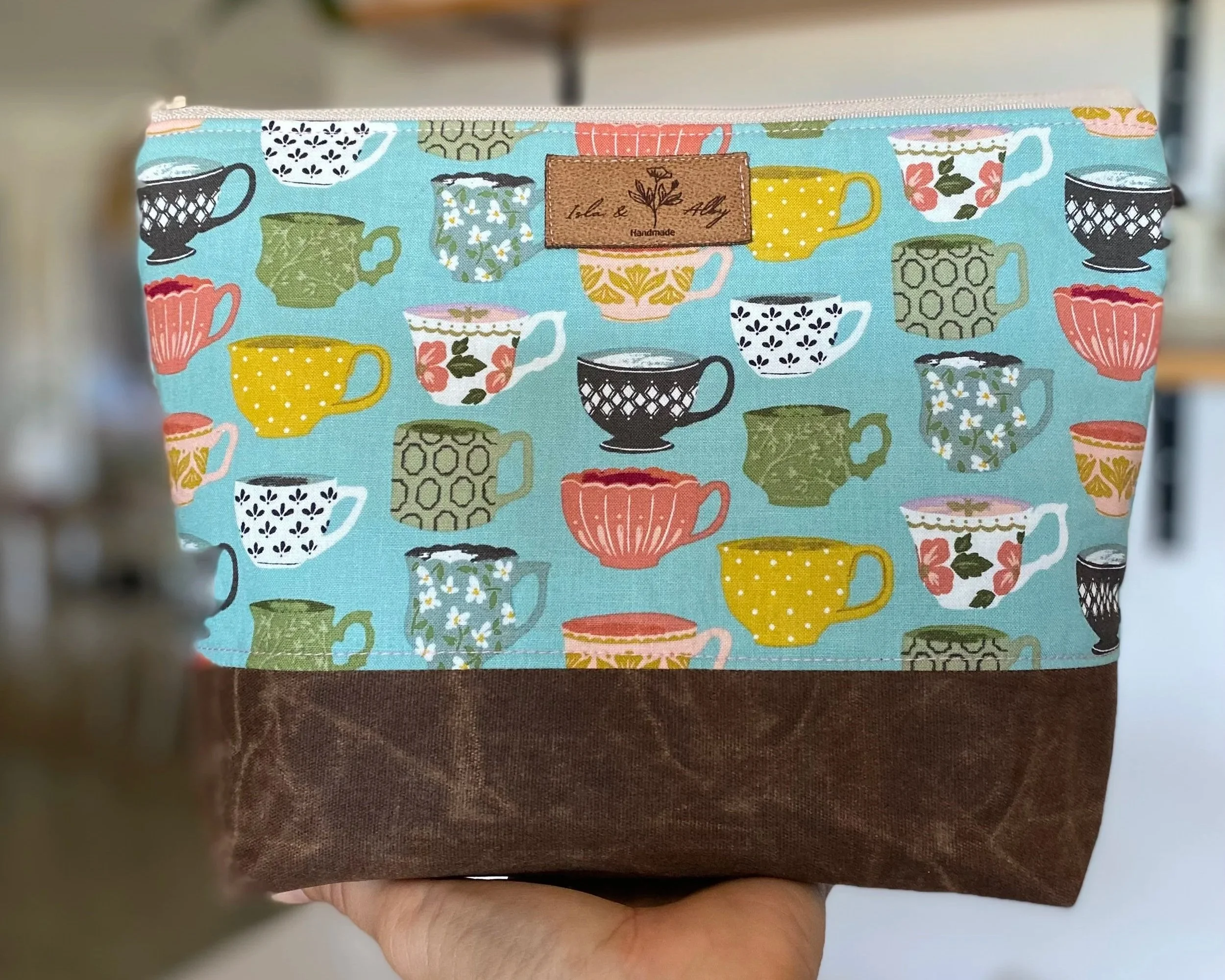 Blue Tea Cup Handmade Pouch