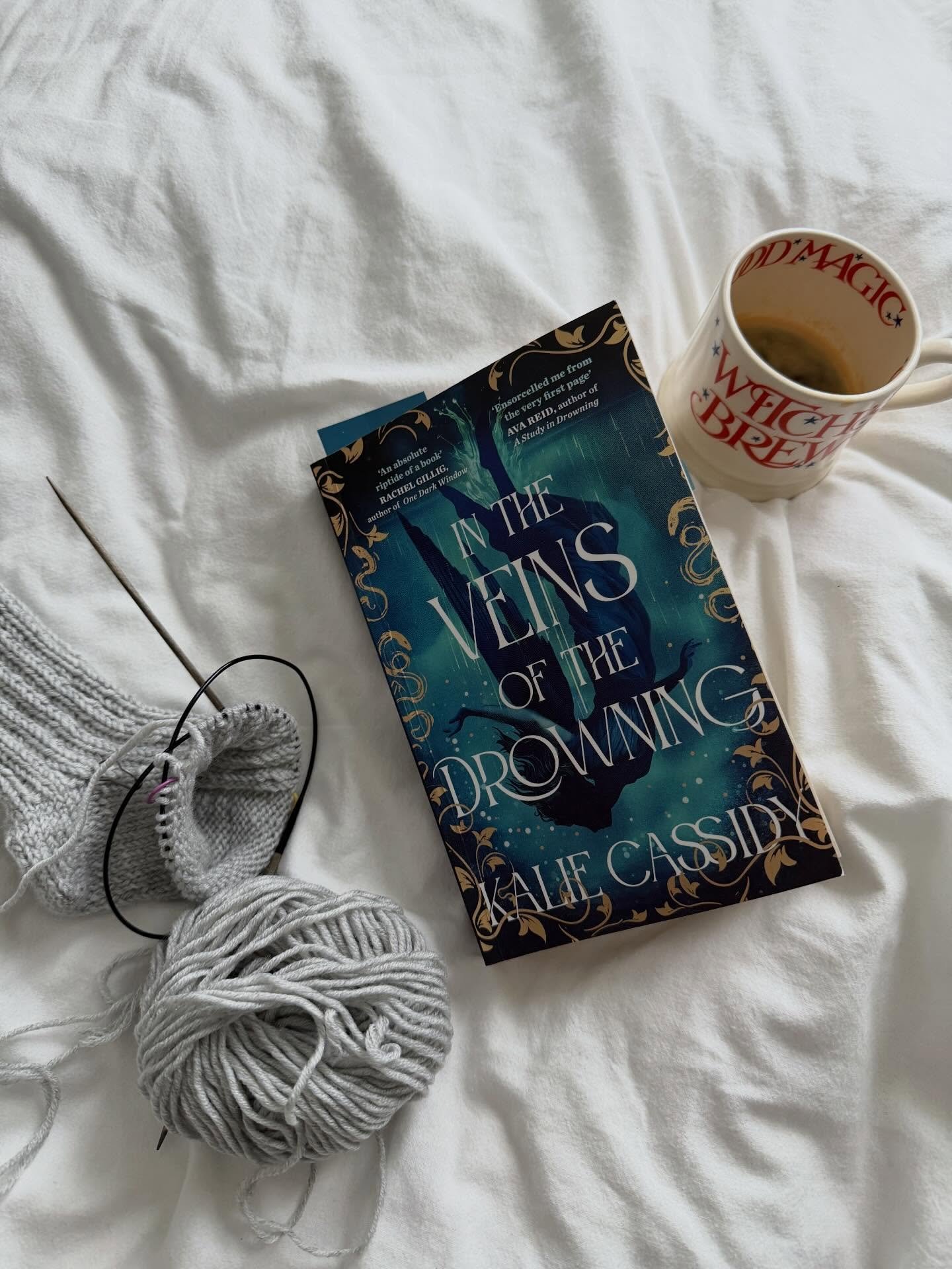 My working desk is OOO, so day off it is. Just knitting and reading this. I. AM. OBSESSED. 🤌 

Best,
Your gothic grandma 🧶👵🏻

 #bookishlife #darkfantasyromance #gothicromancebooks #intheveinsofthedrowning