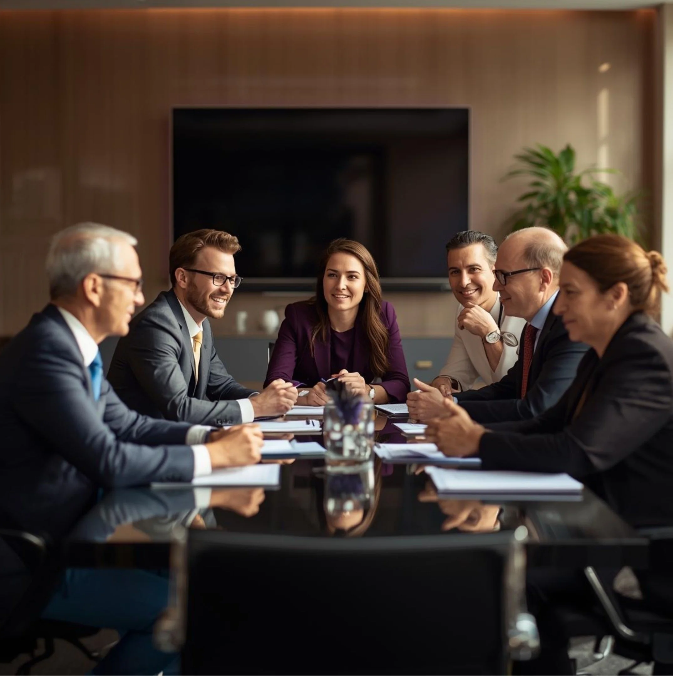 Groupe de dirigeantes en réunion dans une salle de conférence.