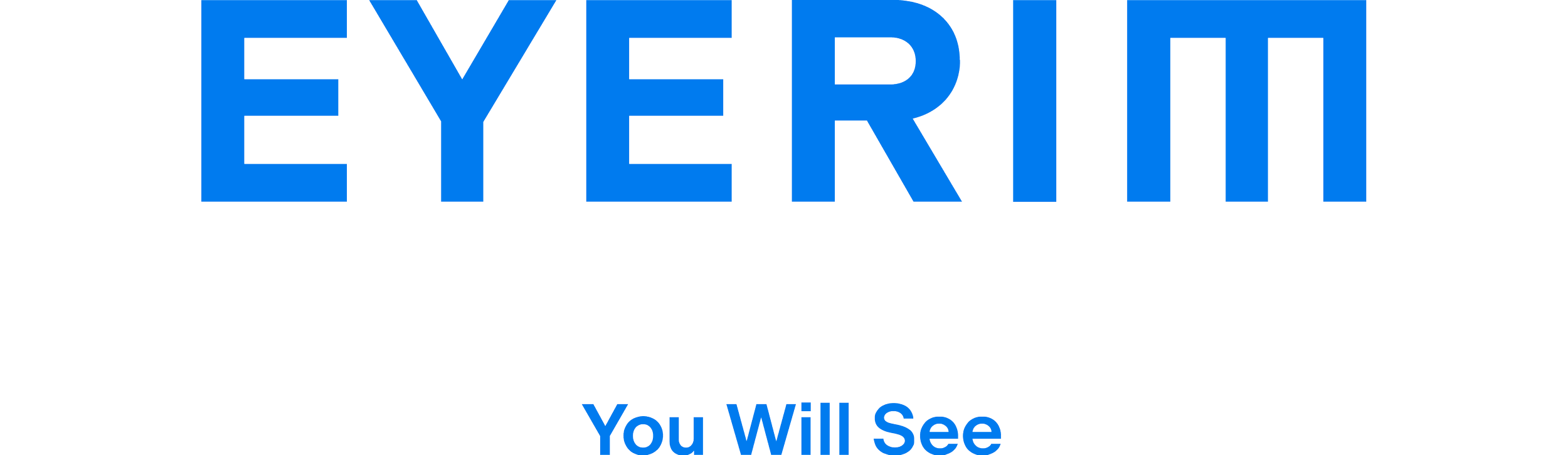 Logo EYERIM s modrým názvom a sloganom ‚You Will See‘.