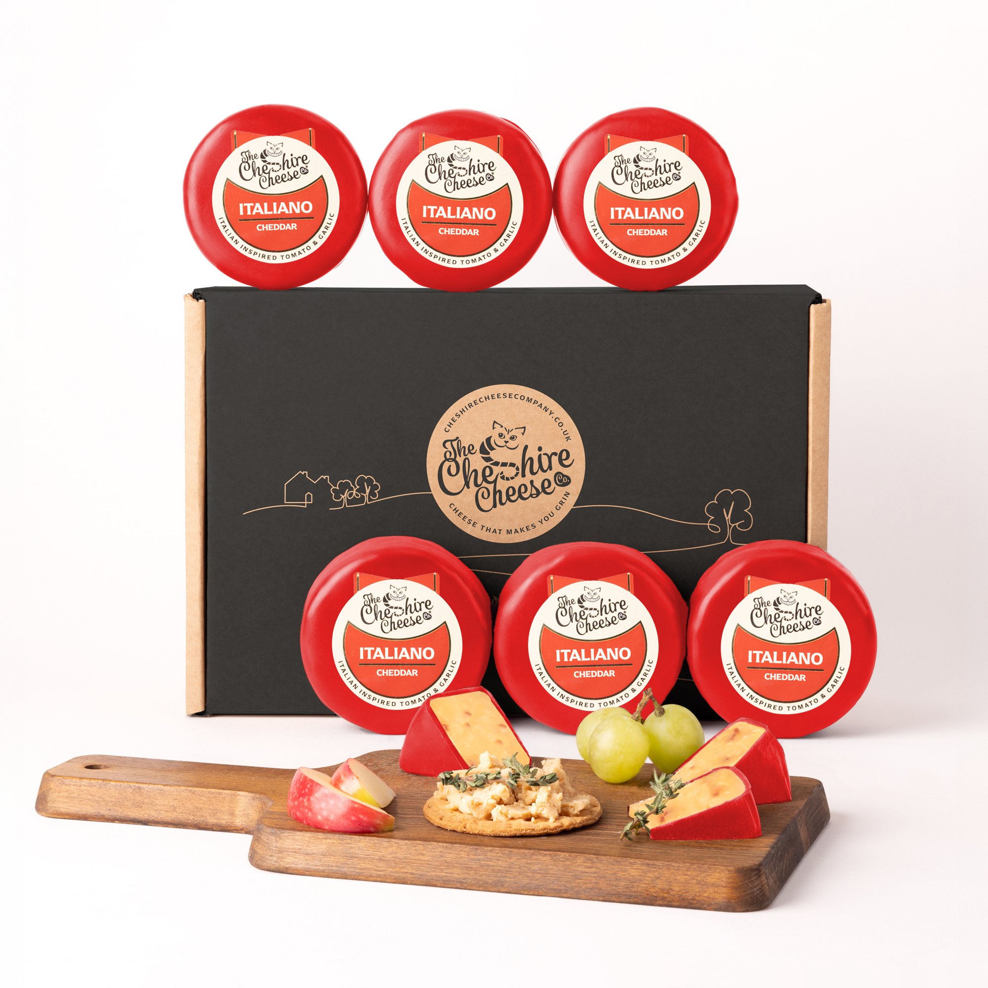 6 x Italiano - Italian Inspired Tomato & Garlic Cheddar - Waxed Truckles 200g