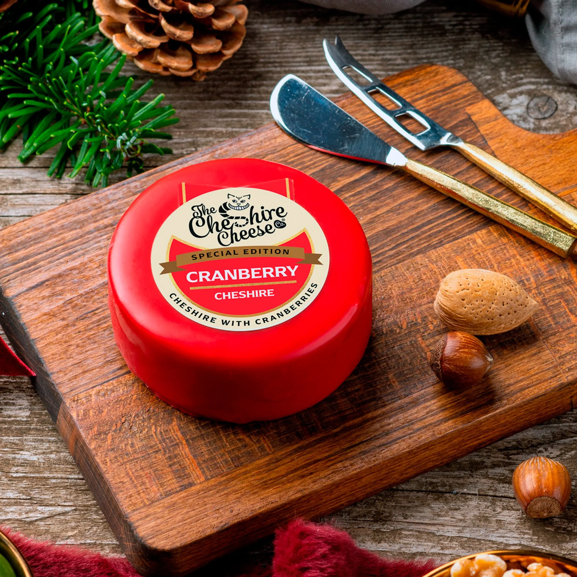 Cranberry - Cheshire and Cranberry Cheese - Waxed Truckle 200g