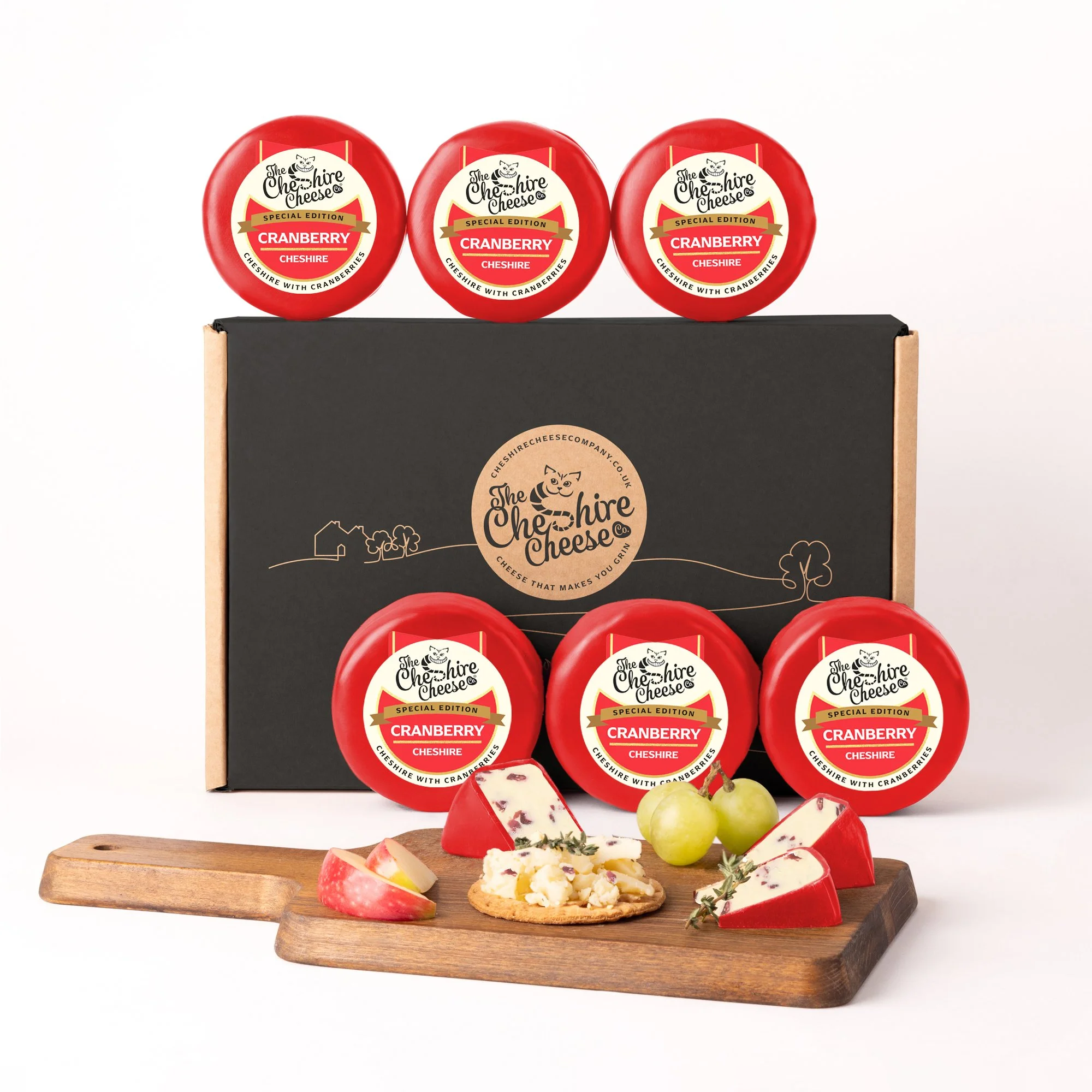 6 x Cranberry - Cheshire and Cranberry Cheese - Waxed Truckles 200g