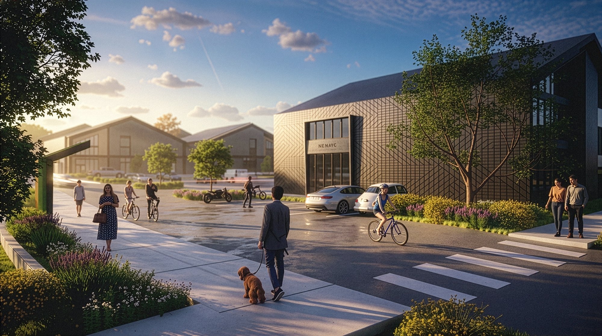 Rendering of The Collective East flex and retail buildings, East Austin, developed by Spark Root