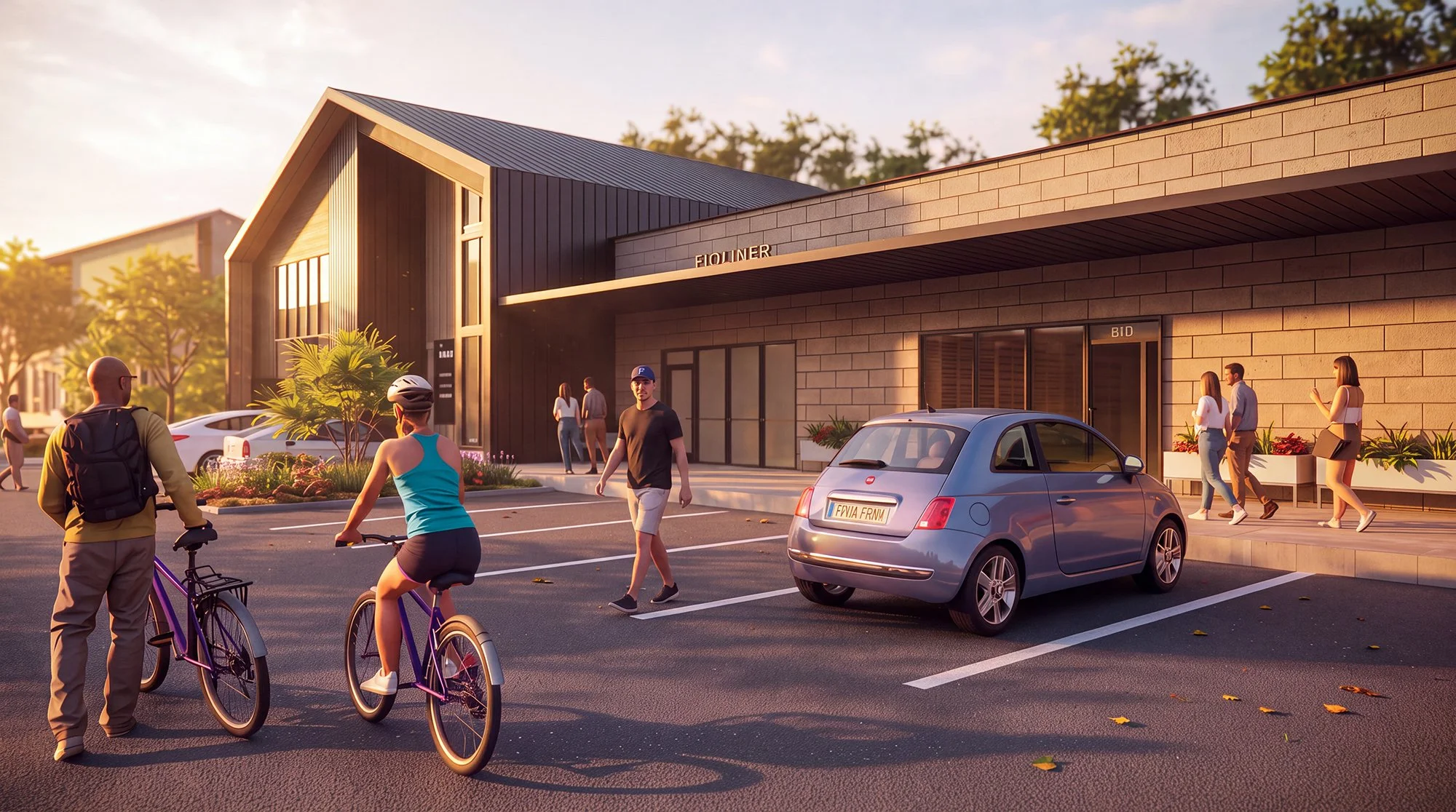 Rendering of creative maker suites and parking at The Collective East, a Spark Root development in East Austin