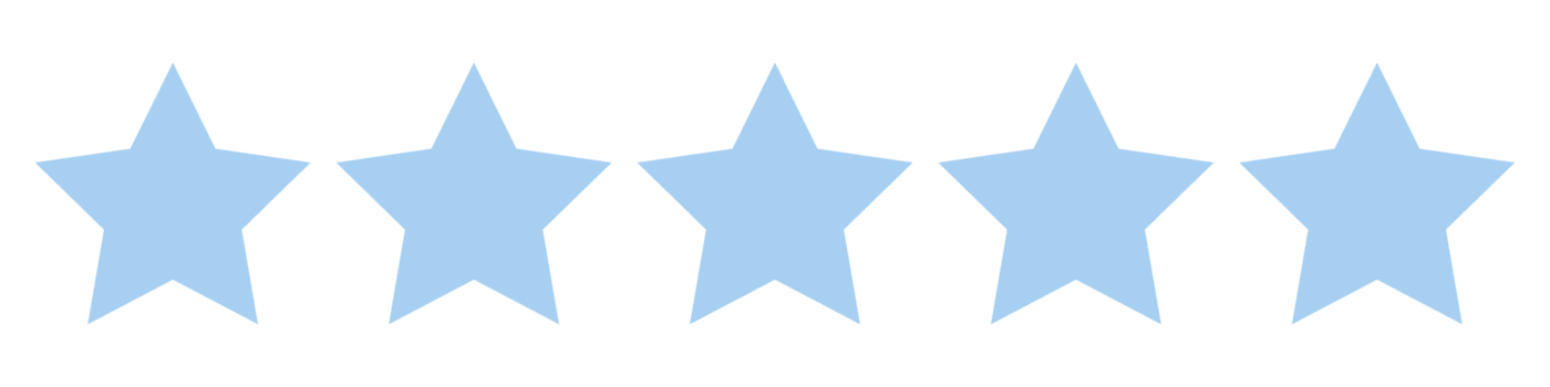 Five light blue stars aligned horizontally.