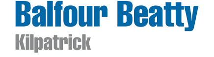 Balfour Beatty and Kilpatrick logos in blue and gray