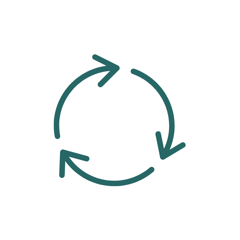 Circular arrows forming a recycling symbol.