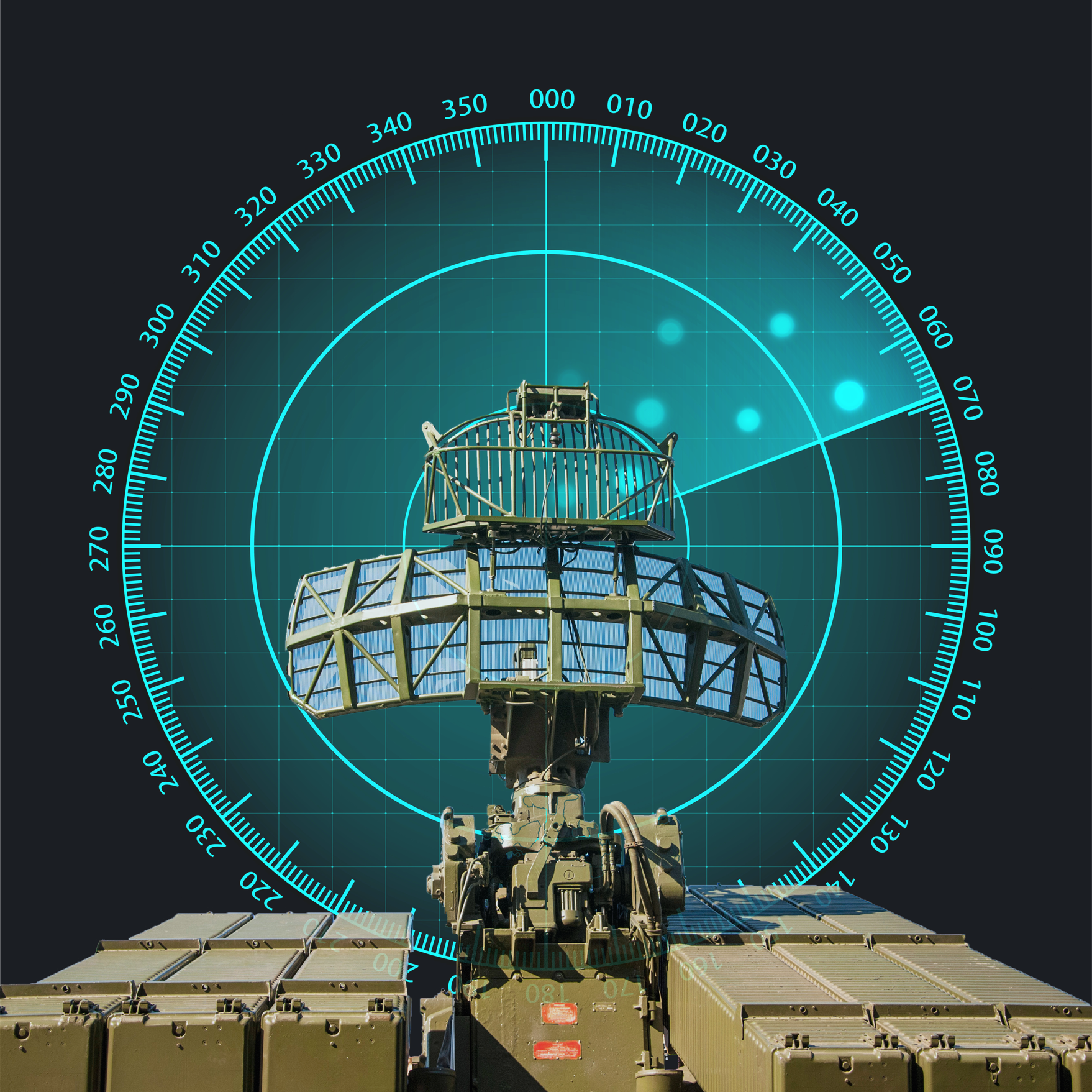 idealised blue and teal artwork of radar