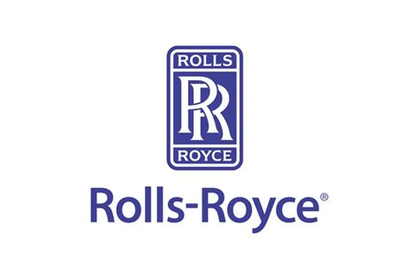 Rolls-Royce logo with blue text and symbol on a white background.