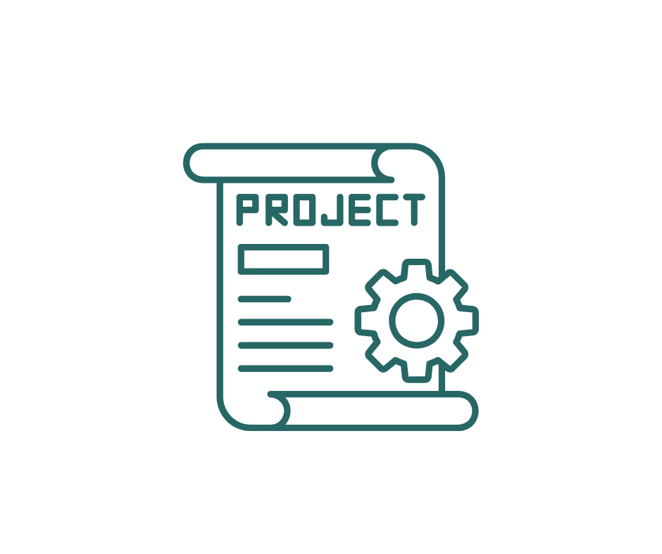 Outline of a document titled 'Project' with a gear icon, indicating project planning or management.
