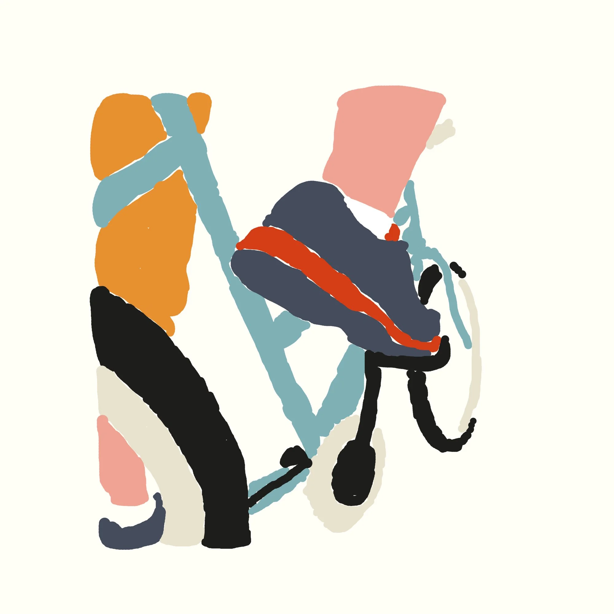 Illustration d'une personne en fauteuil roulant avec un sac à dos