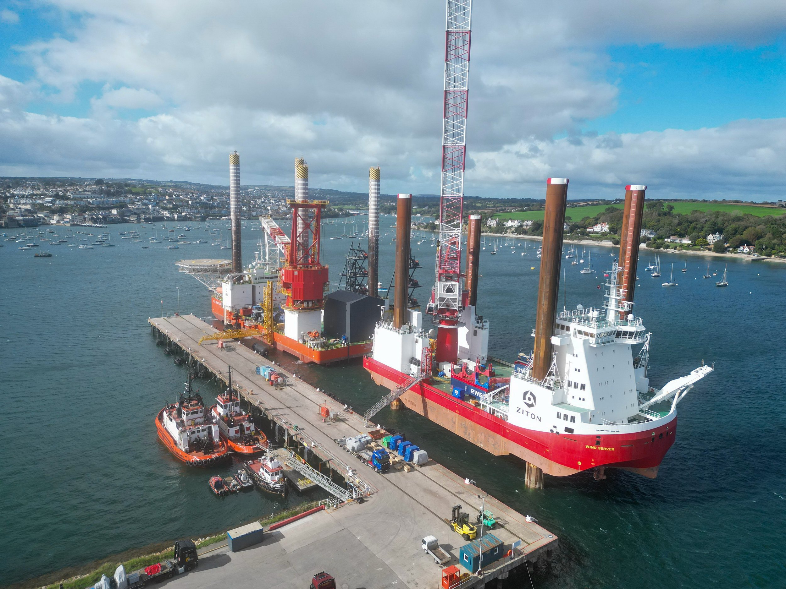 This week, two jack-up vessels arrived in Falmouth within hours of each other, and our team was on hand to greet them and capture some great shots (thanks, Elliot!)

HEA Hercules arrived from Esbjerg to take shelter from the weather. Wind Server arri