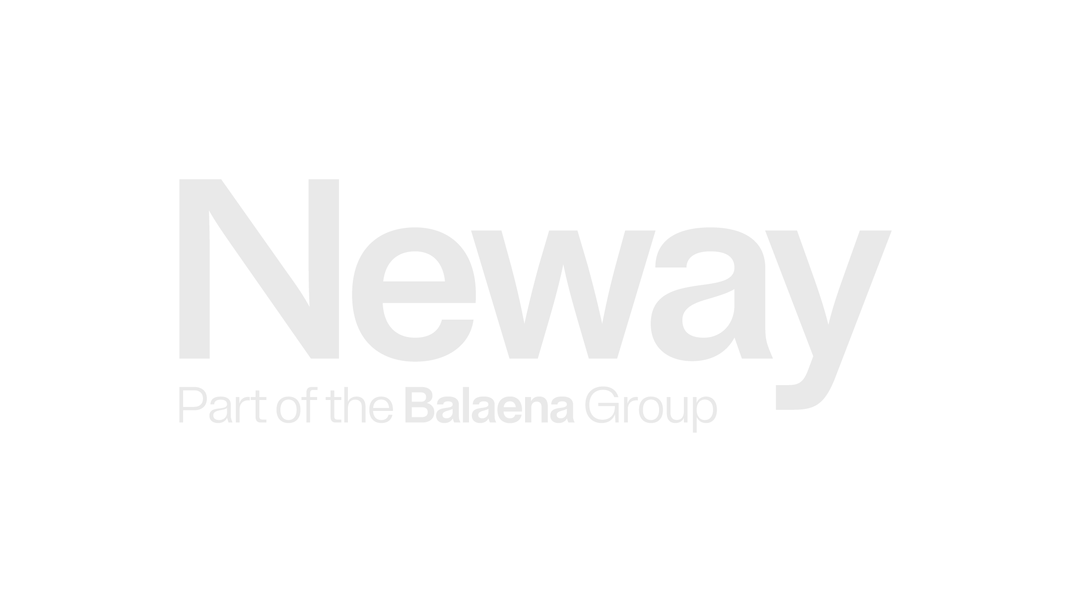 Black background with the words 'Neway' in large, light gray font and 'Part of the Balaena Group' in smaller white font underneath.