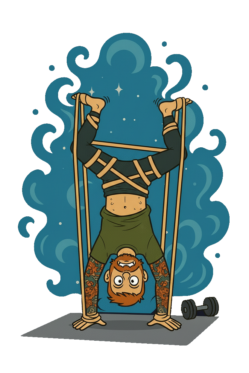 homme faisant le poirier sur les mains