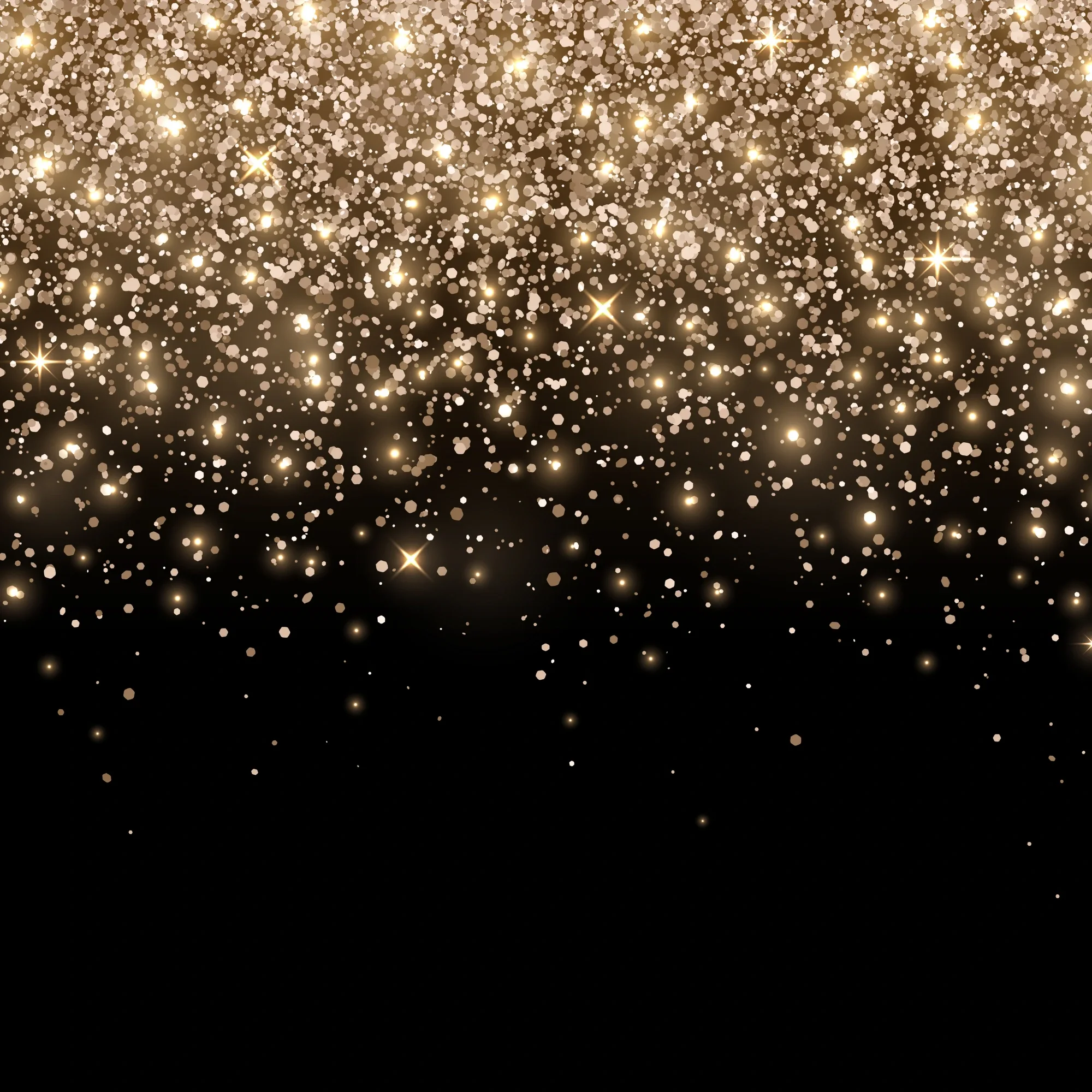 golden sparkles on a black backdrop