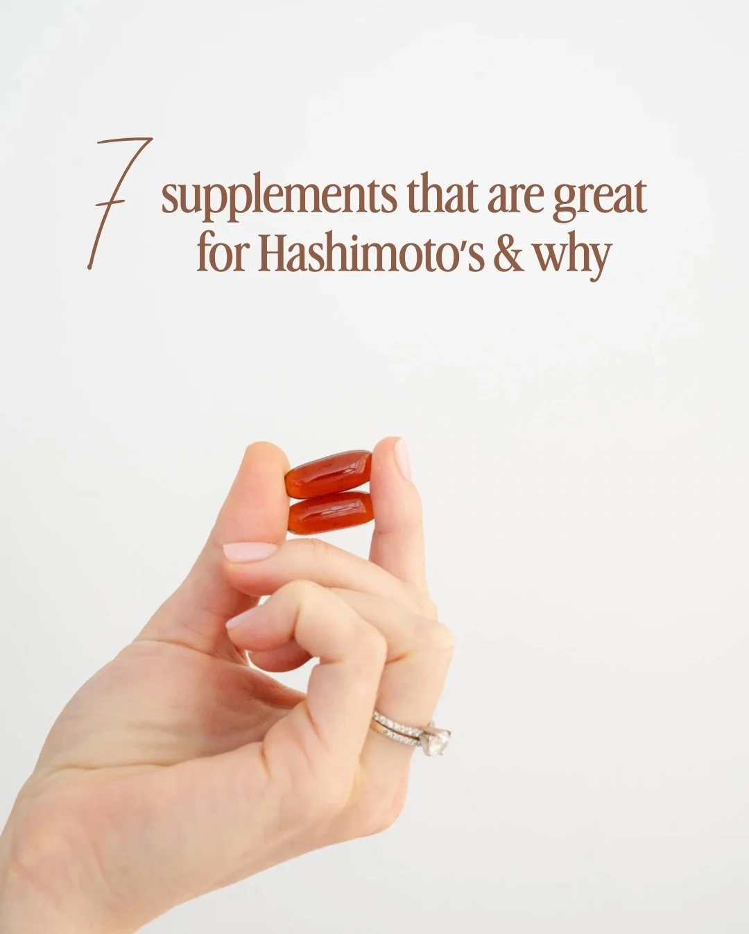 Supplements can be helpful tools for Hashimoto&rsquo;s&mdash;but only when layered on top of strong foundations.

💫Sleep
💫Eating a diet that supports blood sugar balance
💫Gut health 
💫Stress resilience 
💫Toxin reduction 

#hashimotos #thyroid #t