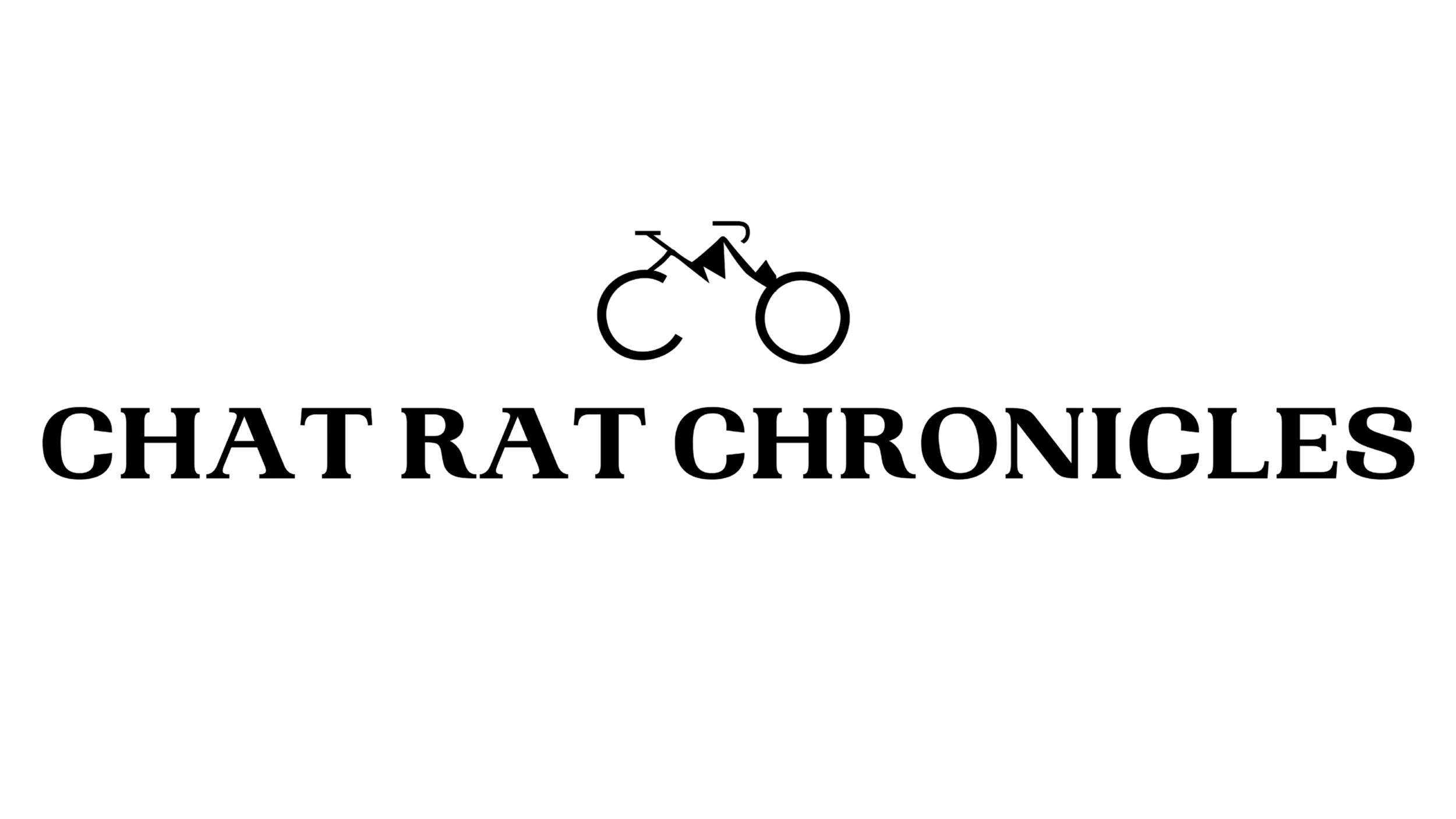 Chat Rat Chronicles logo featuring a simple line drawing of a bicycle above the text.