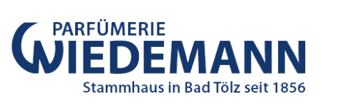 Logo der Parfümerie Wiedemann mit dem Text 'Stammhaus in Bad Tölz seit 1856'.