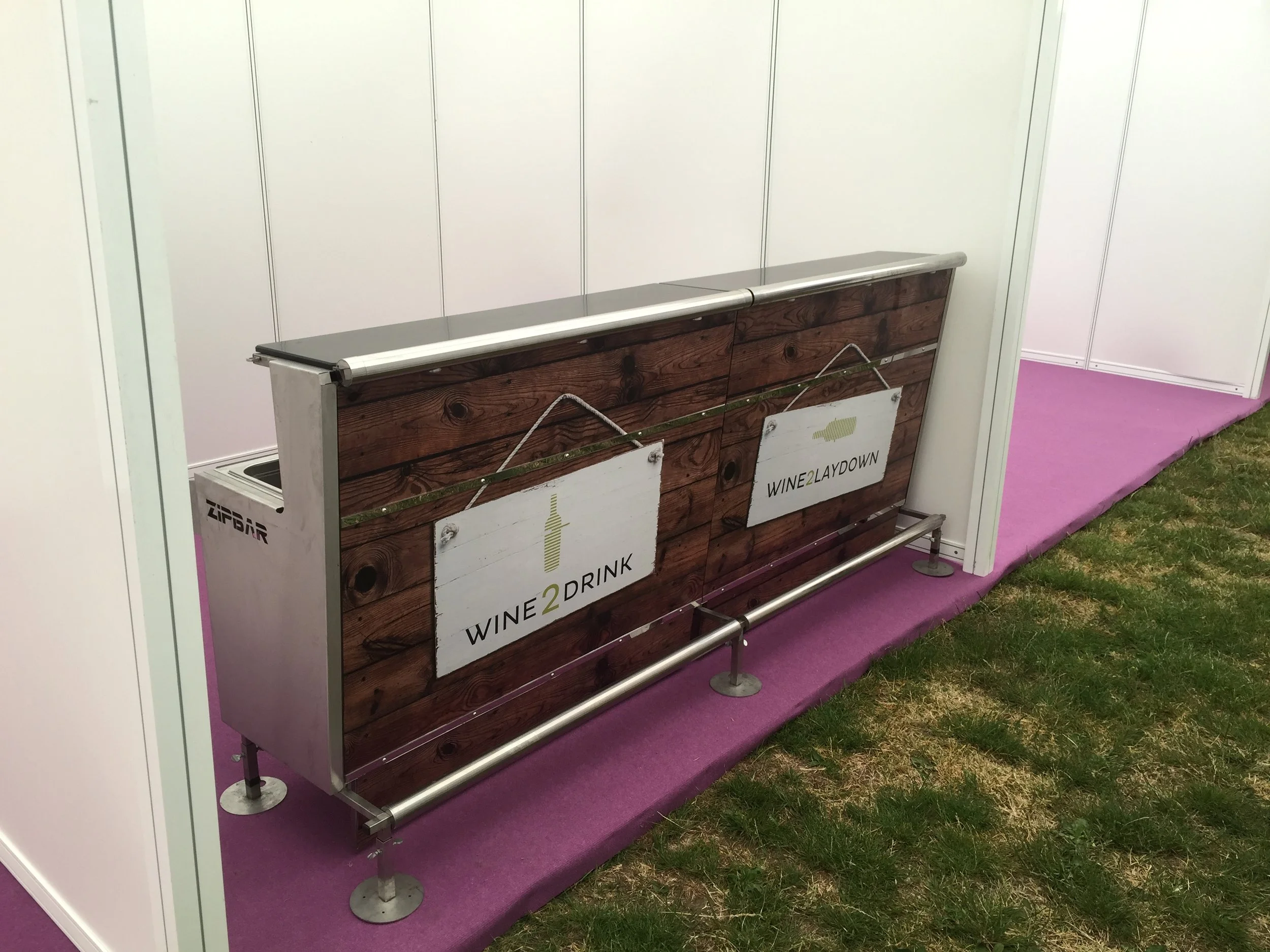 Branded 2.4 metre bar for a trade show