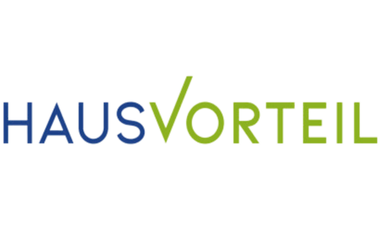 Colorful text reads 'Haus Vortel' with a check mark over the 'V'.