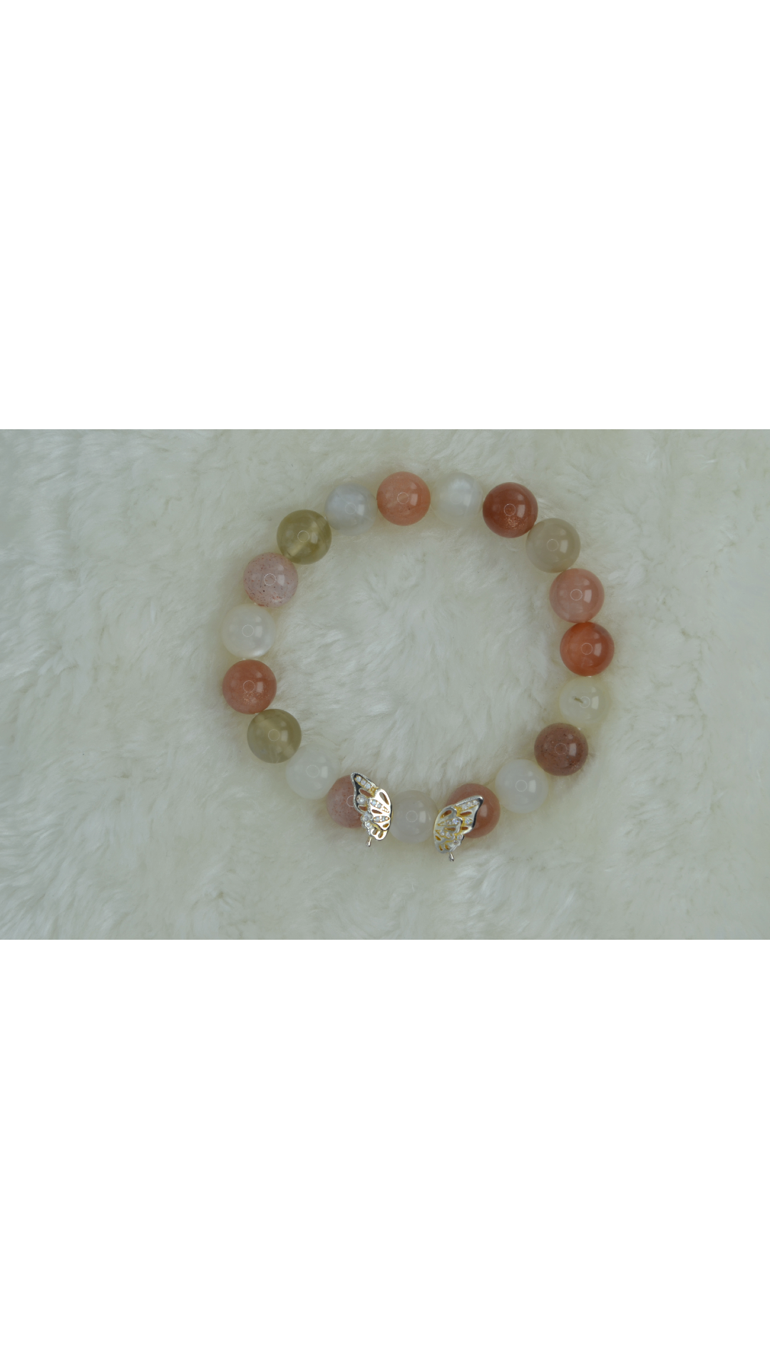 Intuitive Elegance: Rainbow Moonstone Bracelet with Butterfly Charm