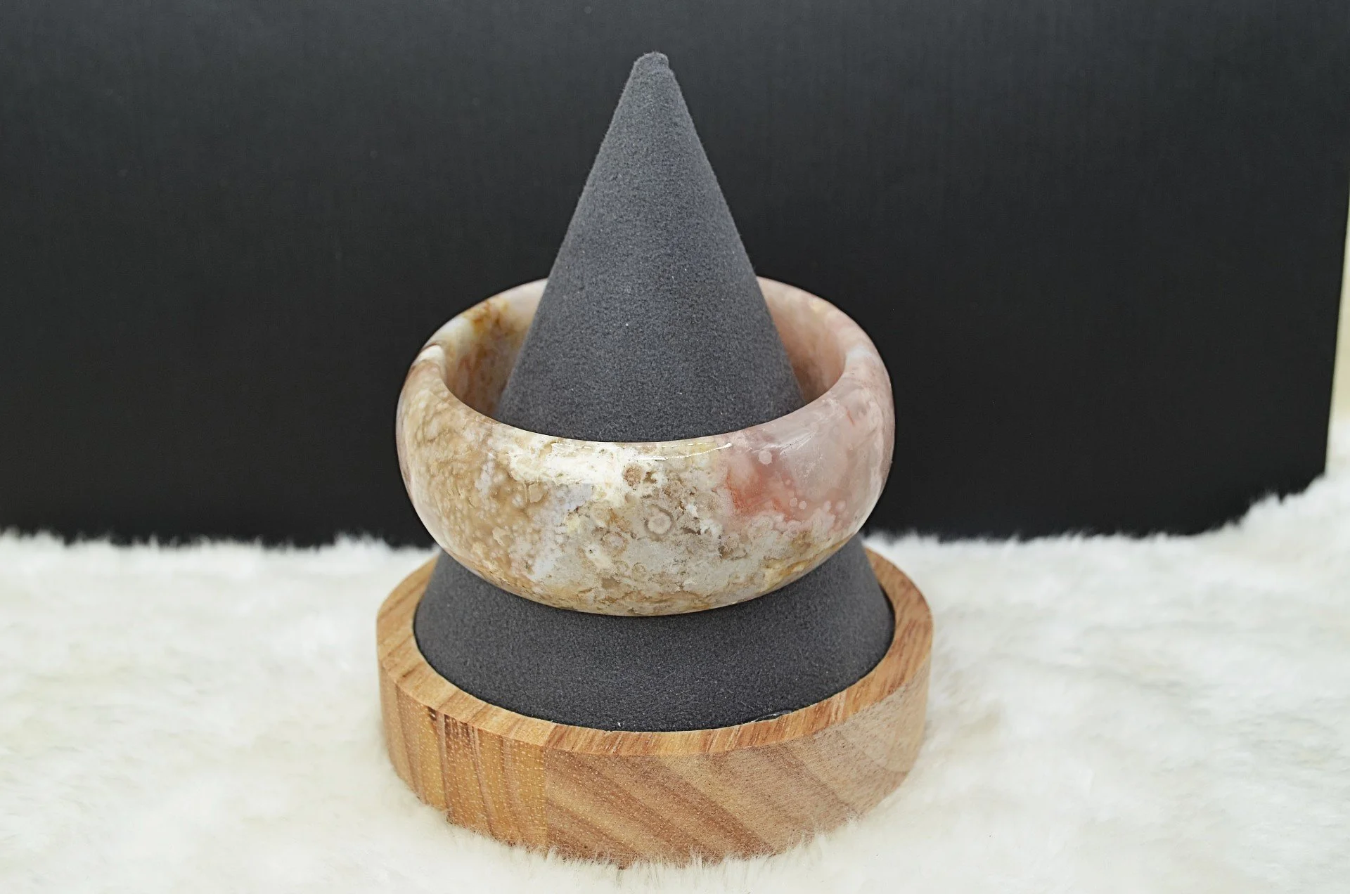 Cherry Blossom Chalcedony Bangle - 5.7cm