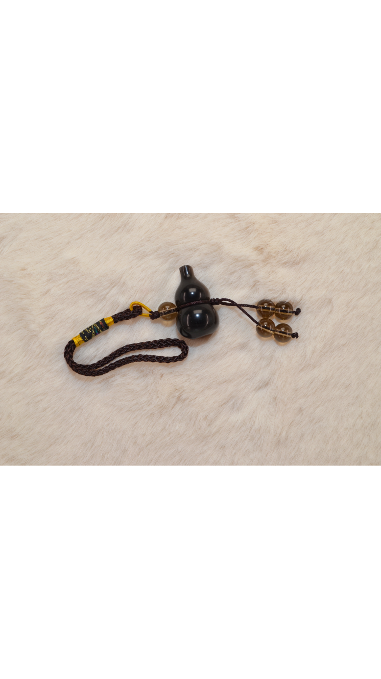 Silver Obsidian Gourd Keychain