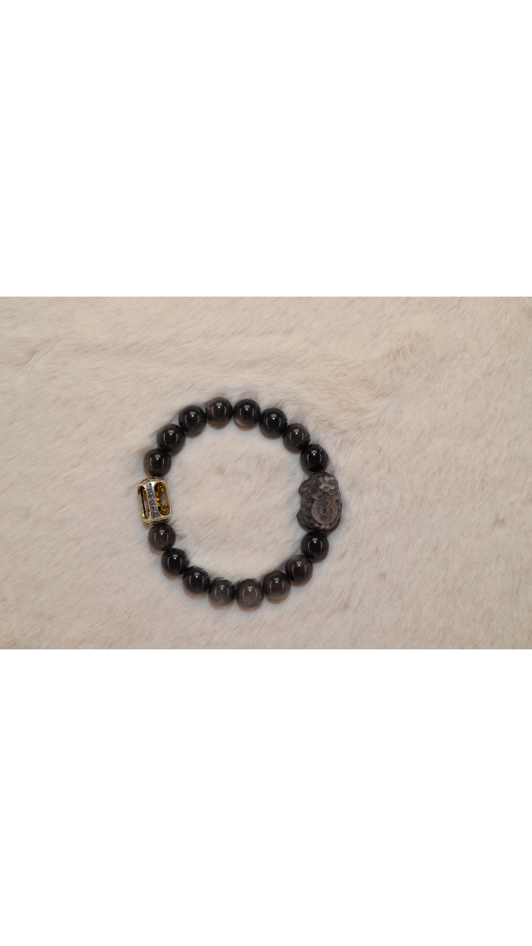Silver Obsidian Dragon Turtle Bracelet