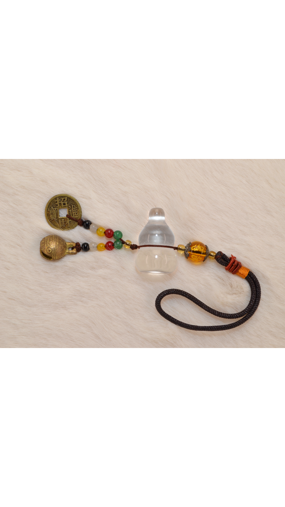 White Crystal Gourd Pendant with Five Emperor Coins