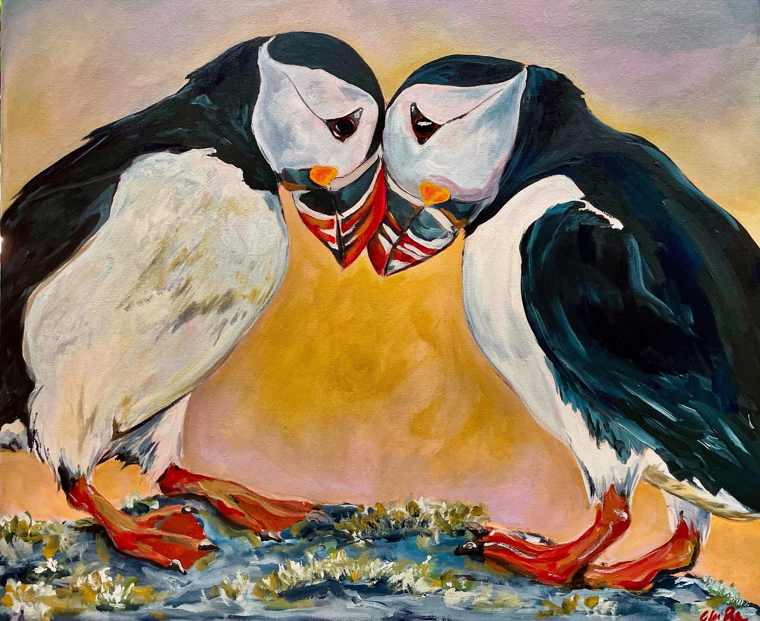 Mates for Life, February 2025.
20x22 Acrylic on Stretched Canvas.
Completed for Damariscotta River Arts Juried 'Love' Show, Feb of 2025. (Accepted)