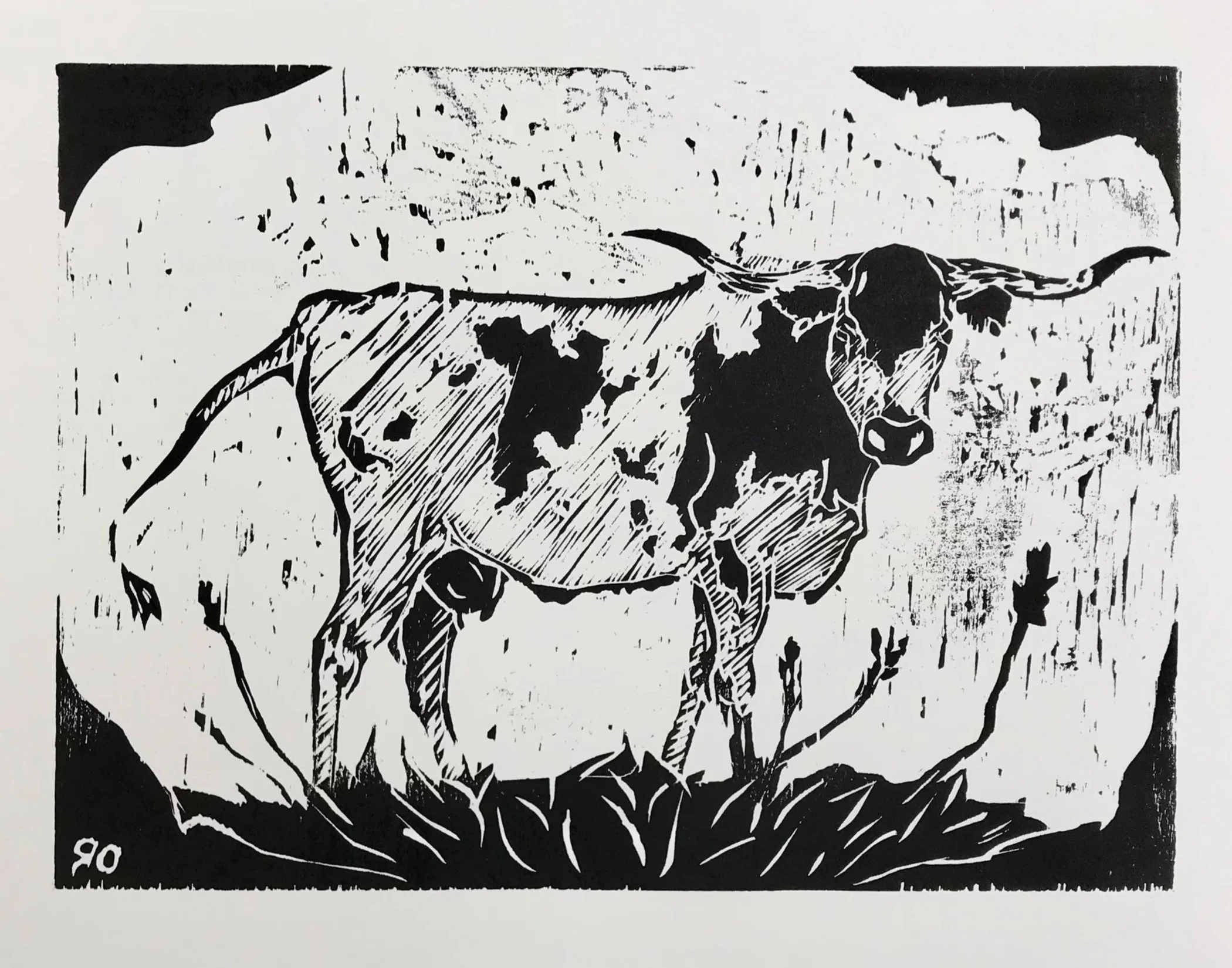 Long Horn, Fall 2022.
Woodblock print, later used this image to create my business logo.
