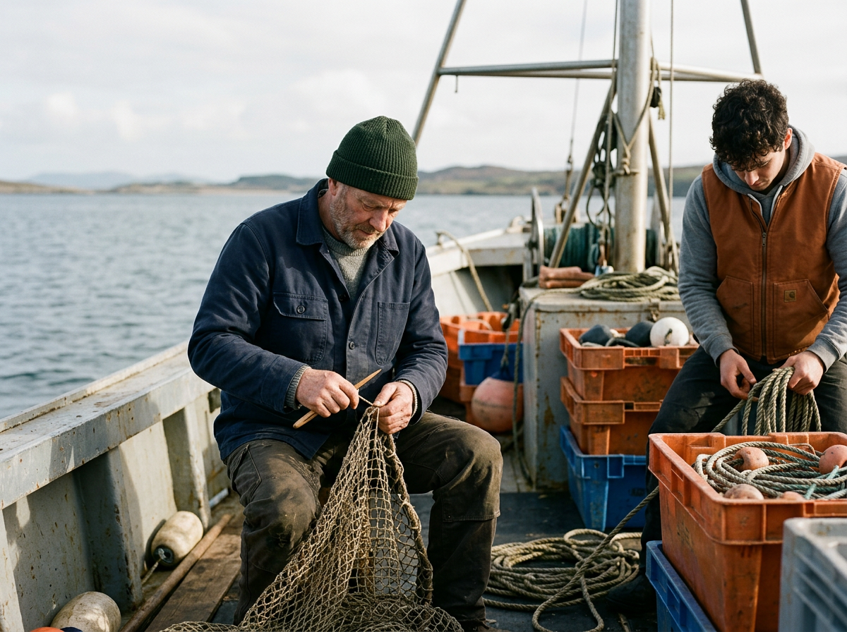 Workers on a fishing boat