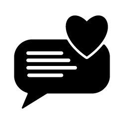 Black Icon showcasing a comment with a heart
