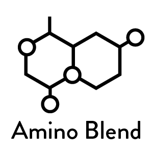 Molecular structure with text 'Amino Blend'