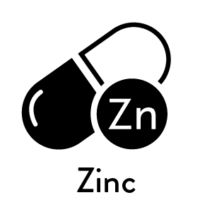 Zinc supplement icon with capsule and Zn symbol