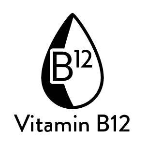 Vitamin B12 logo design with a droplet shape and text