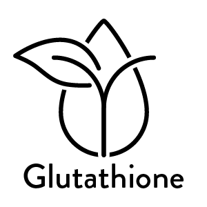 Line drawing of a leaf with the word 'Glutathione' beneath it