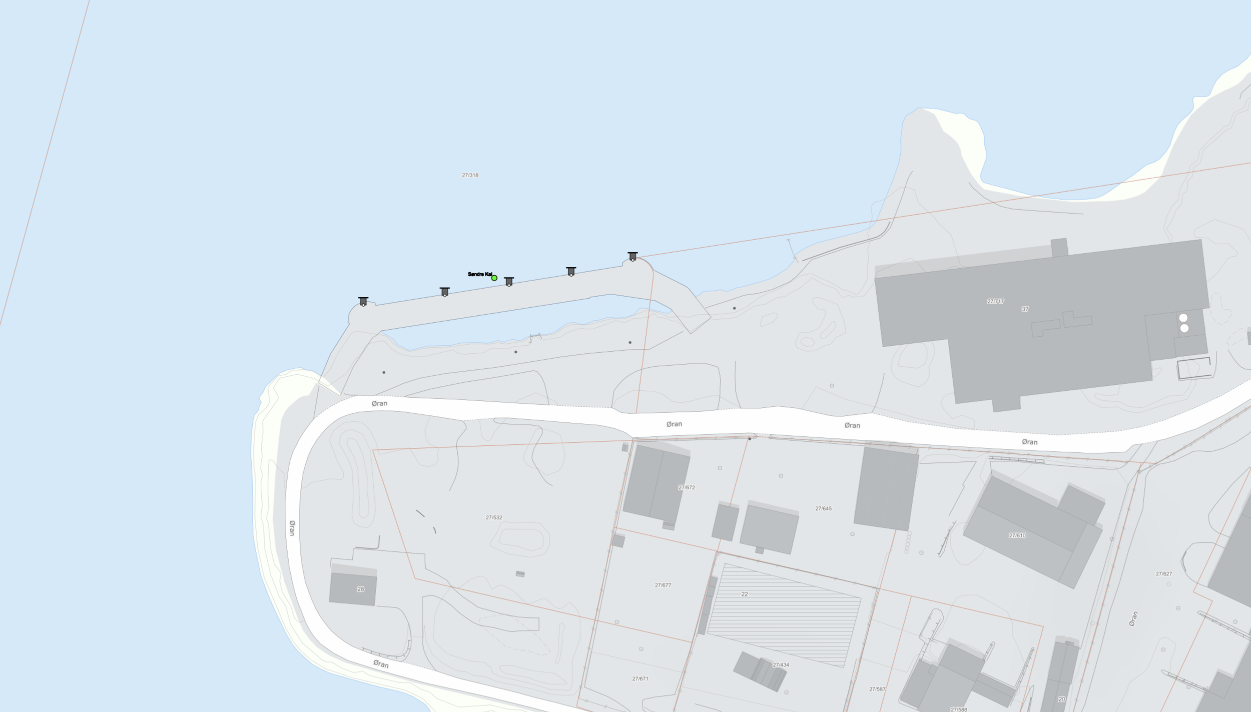 Kart over Søndre kai, Rauma