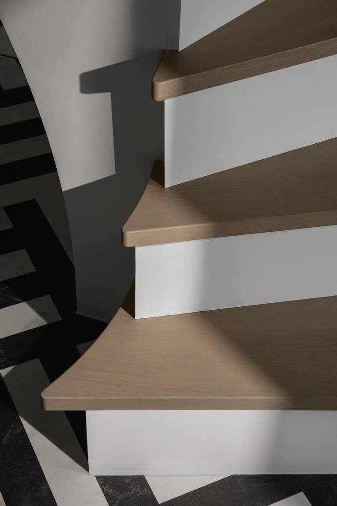 A stone grey finished staircase