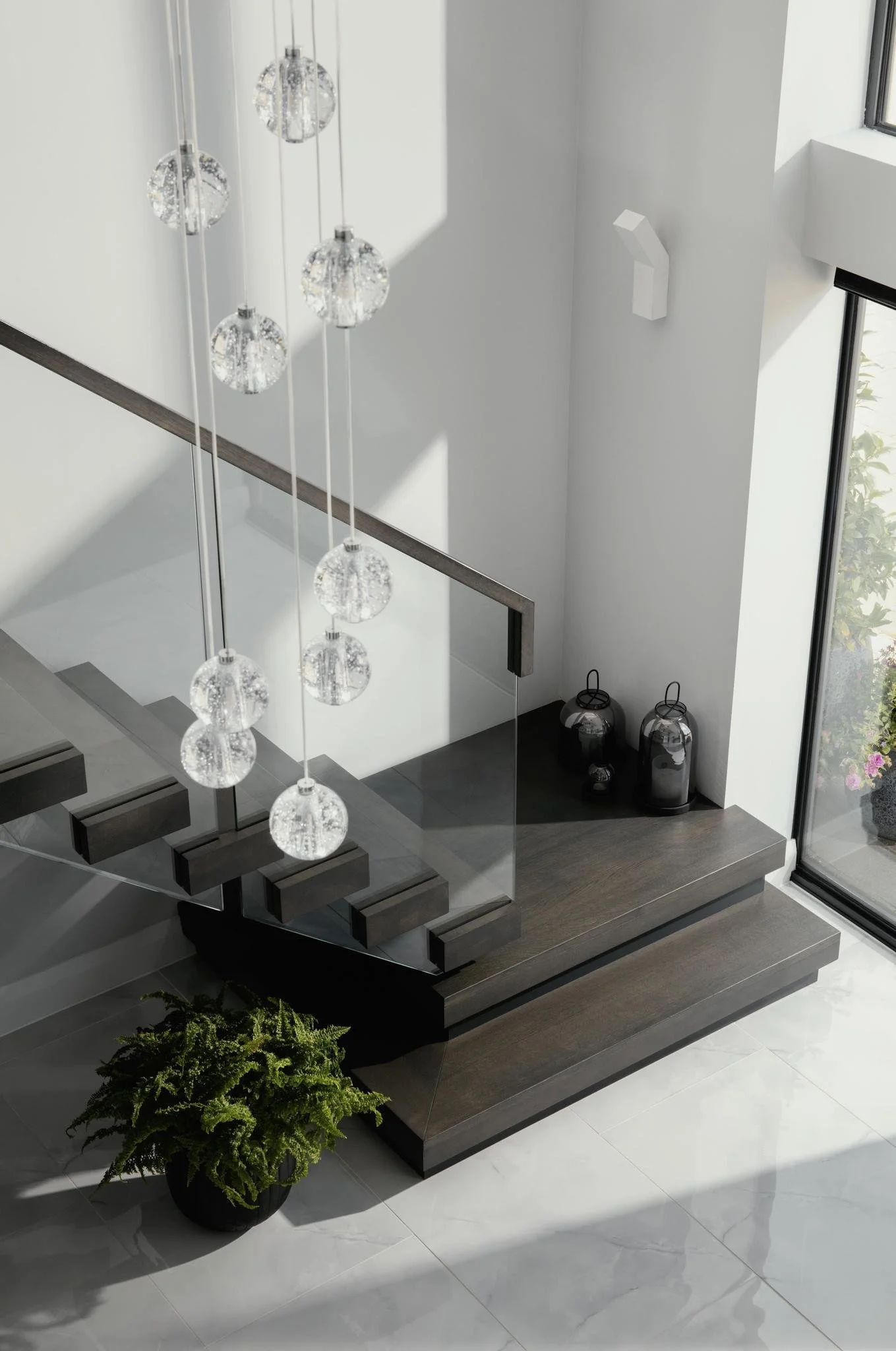 An anthracite finished staircase