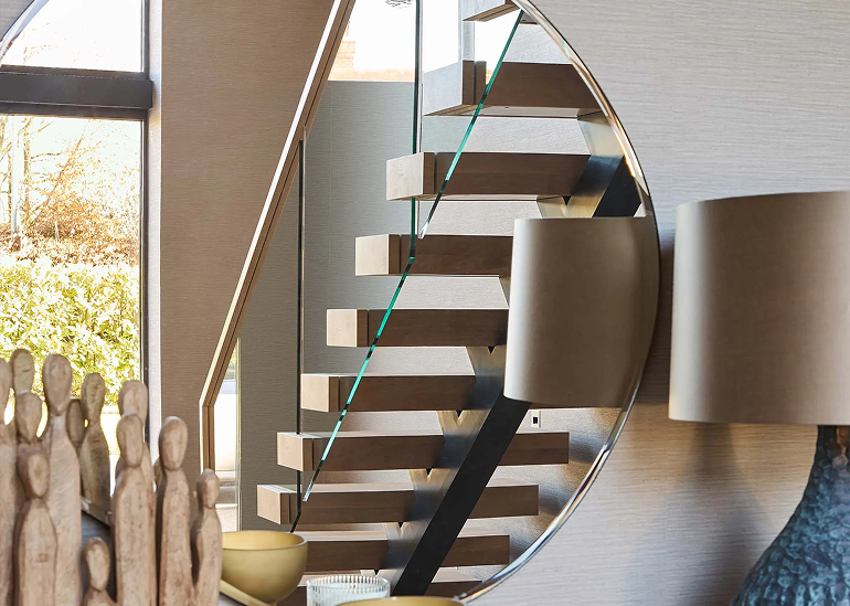A wooden staircase