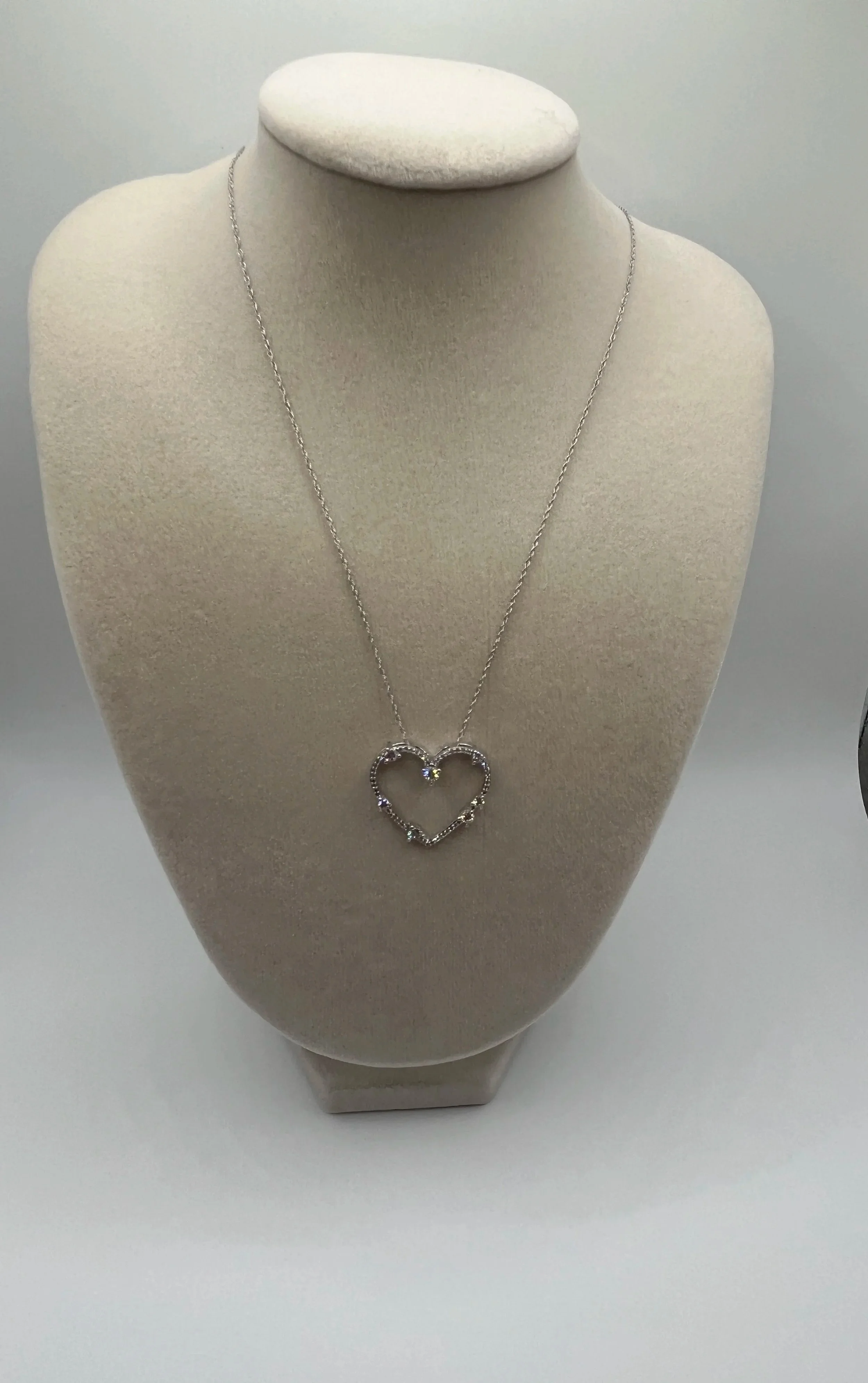10K White Gold Heart Necklace with Diamonds